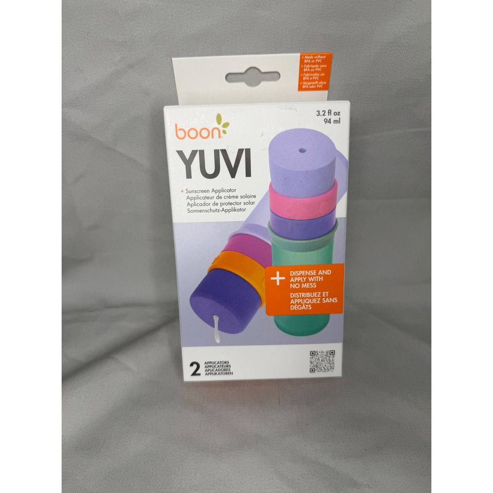 Boon YUVI Sunscreen Applicator 2-Pack Mess Free Silicone Refillable Travel Set
